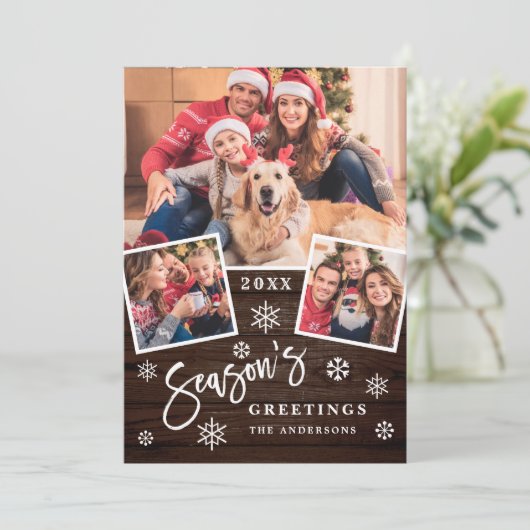 De groeten van het seizoen Moderne Manuscript 3 va Feestdagenkaart (Staand voorkant)