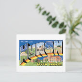 De groeten van Huron, South Dakota.  Retro Briefkaart (Staand voorkant)