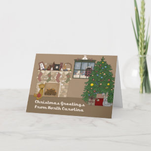 De Groeten van Kerstmis van Noord-Carolina Feestdagen Kaart