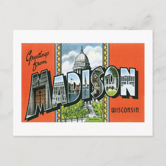 De groeten van Madison, Wisconsin Briefkaart (Voorkant)
