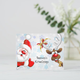 De groeten van Santa & Rudolf Season Briefkaart