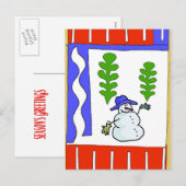 De groeten van Snowman Season Feestdagenkaart (Voorkant / Achterkant)