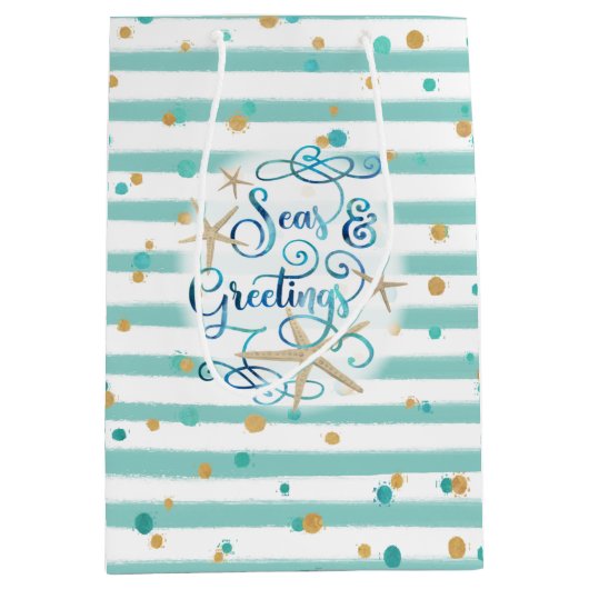De groeten van Tropische SEAson, Aqua Stripes & St Medium Cadeauzakje (Voorkant)