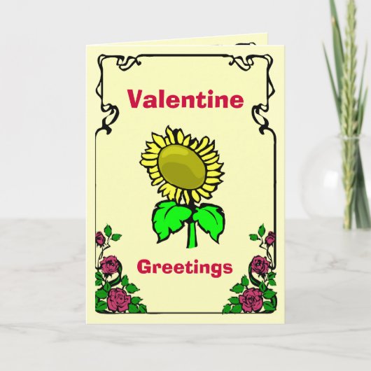 De groeten van Valentijn, Zonnebloem 1 Feestdagen Kaart (Voorkant)
