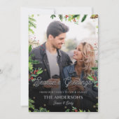 De groetjes van het kerstgroenseizoen 2 foto's feestdagenkaart (Voorkant)