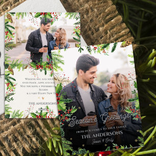 De groetjes van het kerstgroenseizoen 2 foto's feestdagenkaart