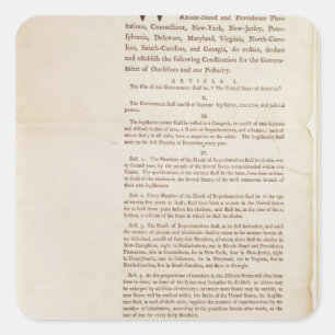 De grondwet van de Verenigde Staten, 1787 Vierkante Sticker
