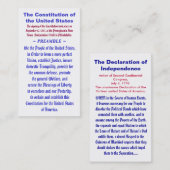 De grondwet van de Verenigde Staten ~ PREAMBLE Visitekaartje (Voorkant / Achterkant)