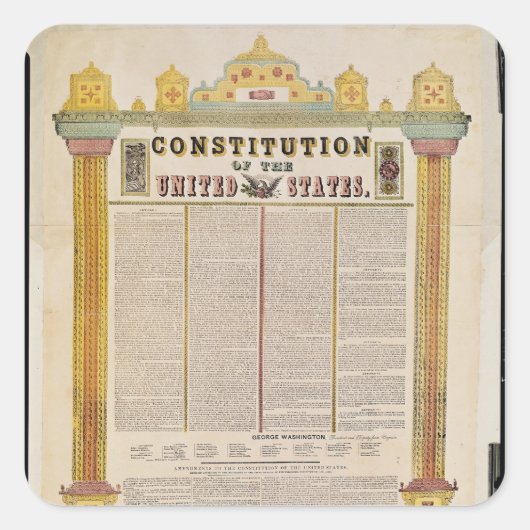 De Grondwet van de Verenigde Staten van Amerika Vierkante Sticker (Voorkant)