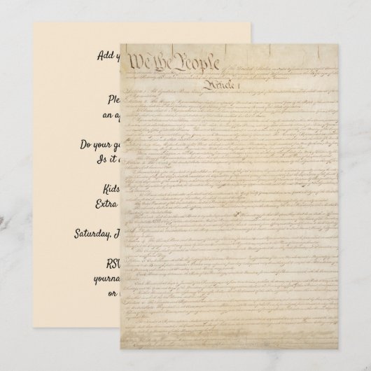 De grondwet van de Verenigde Staten, wij het volk Kaart (Voorkant / Achterkant)