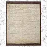 De grondwet van de Verenigde Staten, wij het volk Legpuzzel<br><div class="desc">De eerste bladzijde van de Grondwet van de Verenigde Staten van Amerika. Wij, het volk van de Verenigde Staten, willen een volmaakte Unie worden, wij willen gerechtigheid creëren, zorgen voor binnenlandse transparantie, zorgen voor een gemeenschappelijke defensie, het algemeen welzijn bevorderen en de bevrijding veilig stellen voor onszelf en onze nageslacht,...</div>