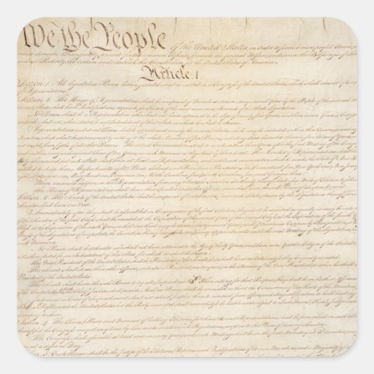 De grondwet van de Verenigde Staten, wij het volk Vierkante Sticker (Voorkant)