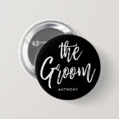De Groom | Aangepaste bruiloft in Script-stijl Ronde Button 5,7 Cm (Voorkant /achterkant)
