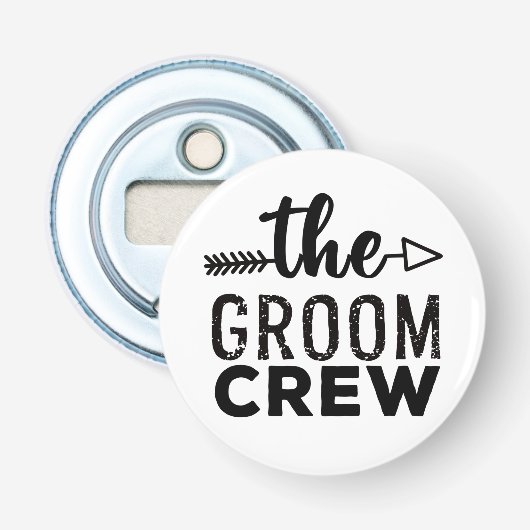 De Groom Crew Button Flesopener (Voorkant)