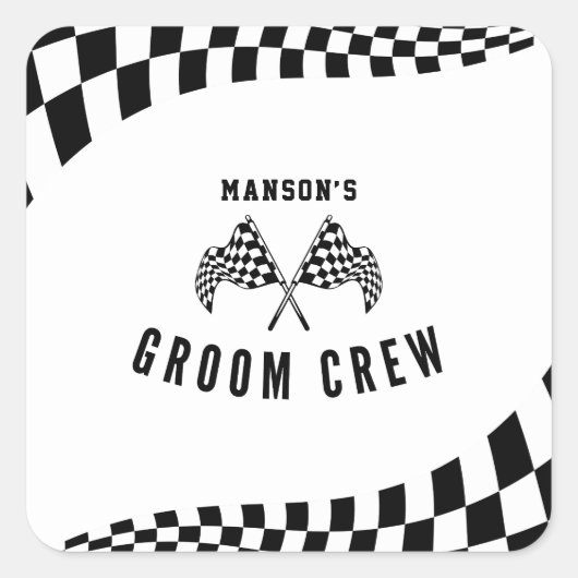 De Groom Crew Vierkante Sticker (Voorkant)