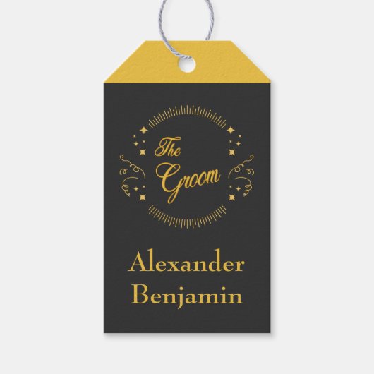De Groom Gold Wedding Modern personaliseren Cadeaulabel (Voorkant)