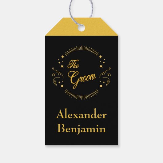 De Groom Gold Wedding Modern personaliseren Cadeaulabel (Achterkant)