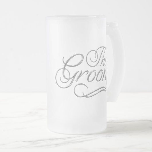 De Groom Honeymoon Beer Mok Silver (Voorkant rechts)
