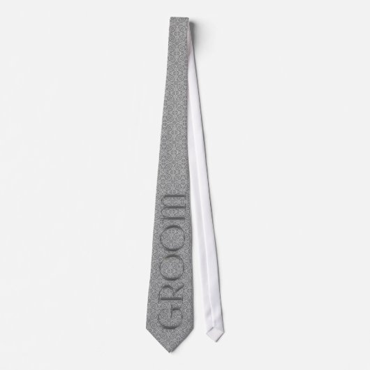 de Groom Silver Wedding Necktie Stropdas (Voorkant)