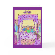 De grootmoeder leest aan kinderen, hondWenskaart