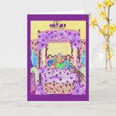 De grootmoeder leest aan kinderen, hondWenskaart Kaart (Gele Bloem)