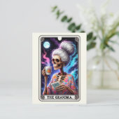 De Grootmoeder Tarot Kunst Bloemenskelet Knus Briefkaart (Staand voorkant)