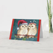 De Grootouders van de Uilen van Kerstmis Feestdagen Kaart (Voorkant)