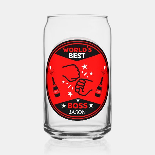 De grootste baas ter wereld blikvorm glas (Voorkant)