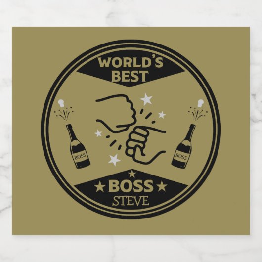 De grootste baas ter wereld sparkling wijnetiket (Enkel label)