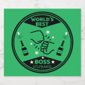 De grootste baas ter wereld sparkling wijnetiket (Enkel label)