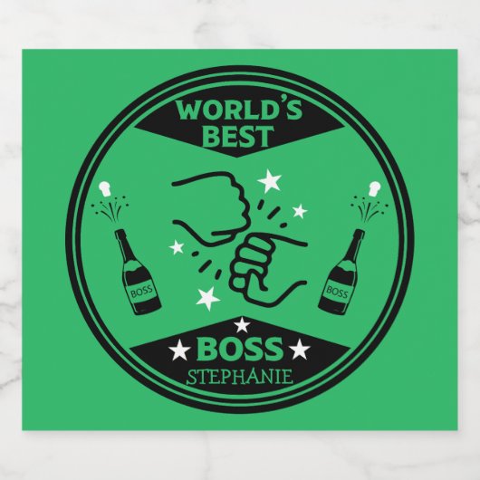 De grootste baas ter wereld sparkling wijnetiket (Enkel label)