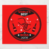 De grootste baas ter wereld sparkling wijnetiket (Enkel label)