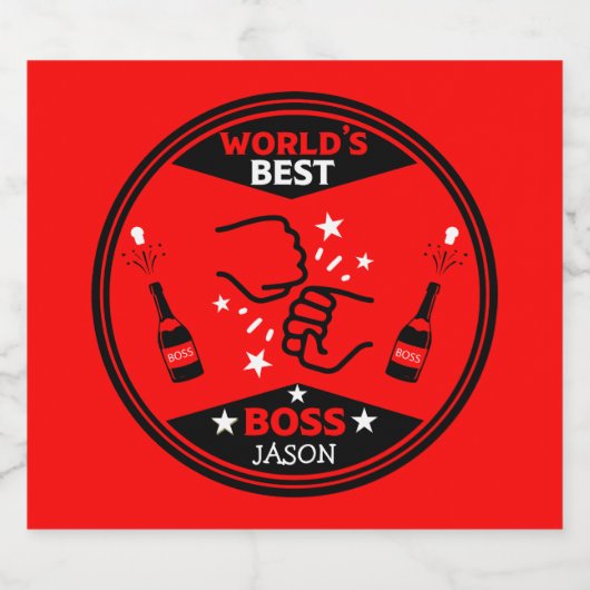 De grootste baas ter wereld sparkling wijnetiket (Enkel label)