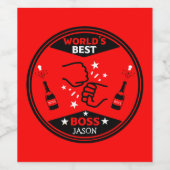 De grootste baas ter wereld wijn etiket (Enkel label)