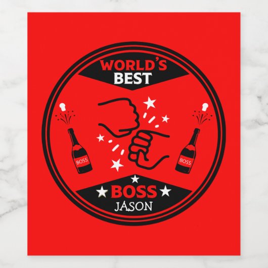 De grootste baas ter wereld wijn etiket (Enkel label)