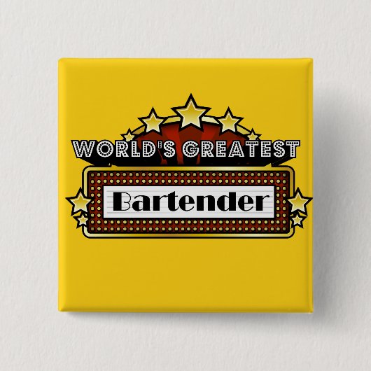 De grootste barman ter wereld vierkante button 5,1 cm (Voorkant)