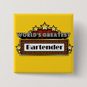 De grootste barman ter wereld vierkante button 5,1 cm