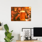 De Grootste Bier Ooit en Groep Vrienden op Muur Poster (Thuiskantoor)