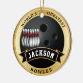 De grootste Bowler ter wereld Keramisch Ornament (Links)
