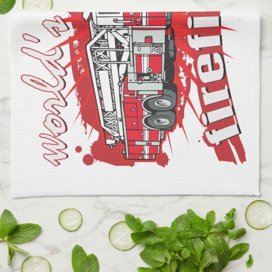 De grootste brandweerman ter wereld theedoek (Gevouwen)