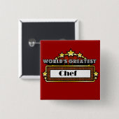 De grootste Chef ter wereld Vierkante Button 5,1 Cm (Voorkant /achterkant)