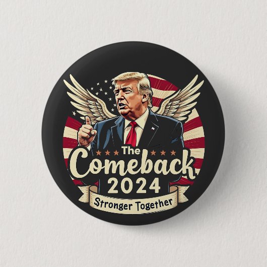 De Grootste Comeback 2024 Sterker Samen Trump Ronde Button 5,7 Cm (Voorkant)