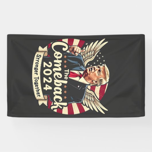 De Grootste Comeback 2024 Sterker Samen Trump Spandoek (Horizontaal)