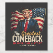 De grootste comeback in de Amerikaanse geschiedeni Wijn Etiket (Enkel label)
