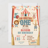 De Grootste Eén Circus Eerste Verjaardagsuitnodigi Kaart (Voorkant)