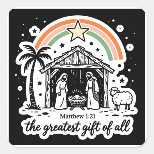 De grootste gave van allemaal vierkante sticker (Voorkant)
