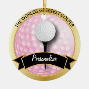 De grootste Golfer ter wereld   Roze Golf Ball Keramisch Ornament