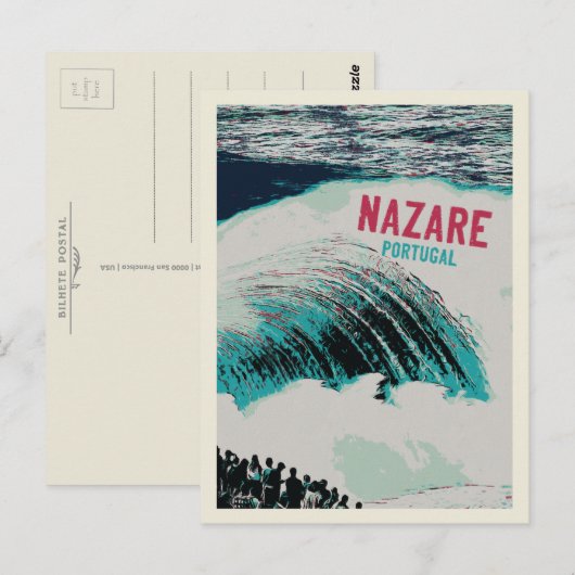 De grootste golven van Nazare in de wereld illustr Briefkaart (Voorkant / Achterkant)
