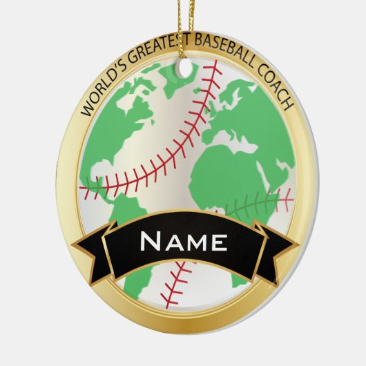 De grootste honkbalcoach ter wereld | DIY-tekst Keramisch Ornament (Links)