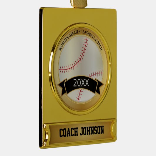 De grootste honkbalcoach ter wereld | Personaliser Verguld Banner Ornament (Rechts)